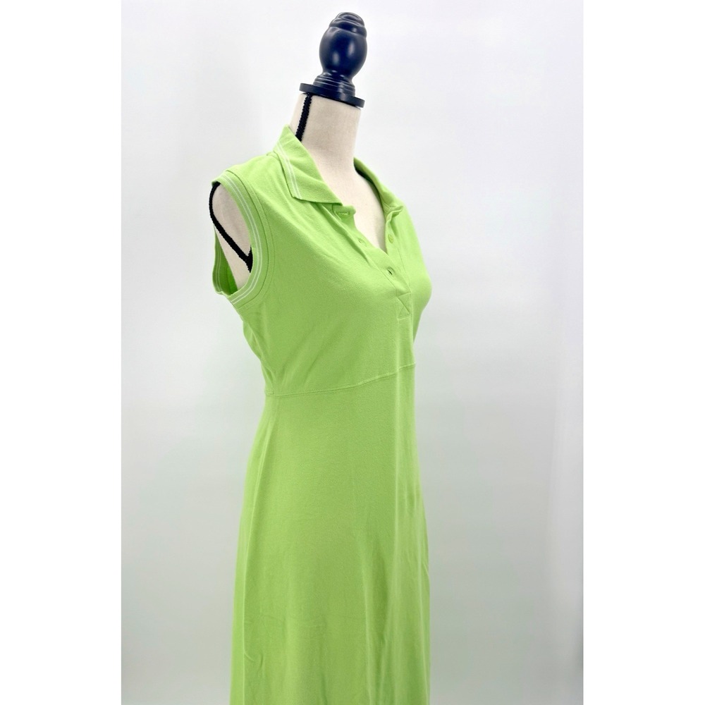 VTG Y2K Polo Maxi Dress Lime Large Cotton Tennis Pickleball Golf Preppy Resort